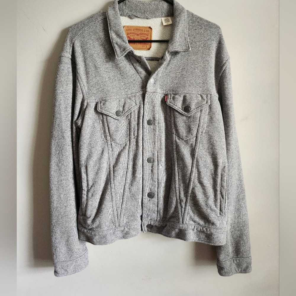 NWOT Levi's French Terry Trucker Jacket Snap Button Men's Size L